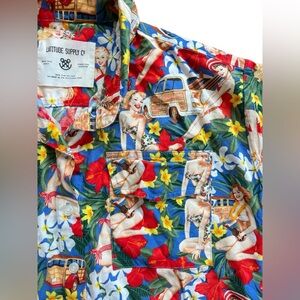 Latitude Supply Shirt Women’s Size Medium Button Up‎ Shorts Sleeve Hawaiian USA